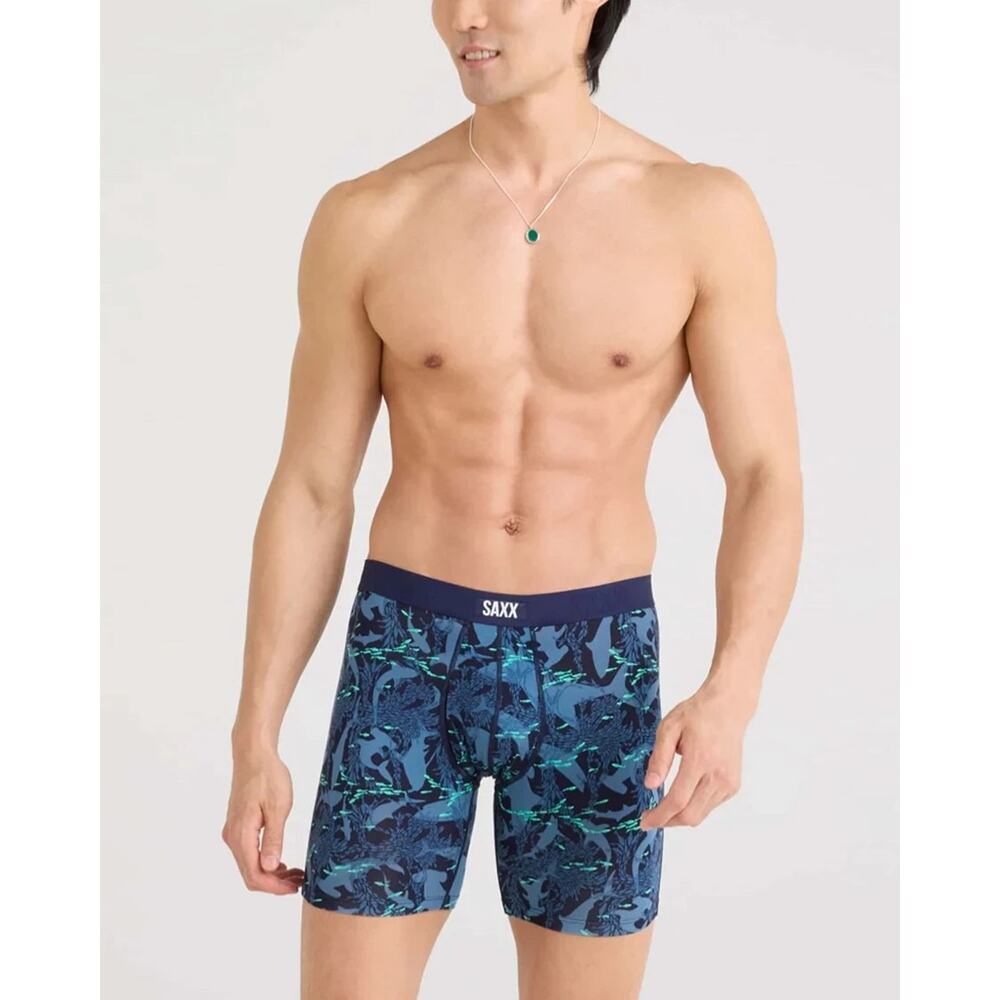 Saxx Underwear 6" Boxer Briefs Sharks Size Small Soft Viscose